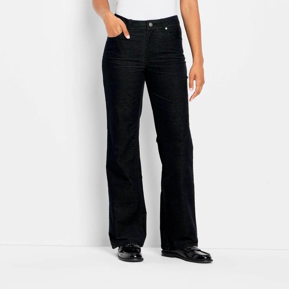 Women's Mid-Rise Bootcut Leg Flocked Pants - Future Collective Black 00